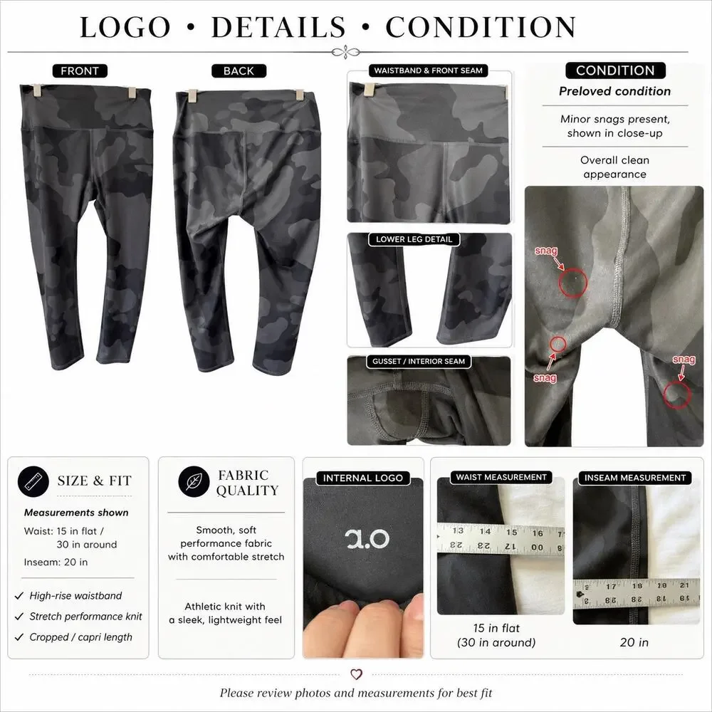 Alo Yoga Airbrush Capri Leggings Women’s Size Not Marked Black Camo Pilatescore